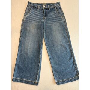 LL Bean Classic Fit Jeans Womens 6 Petite Wide Leg Ankle Relaxed Fit Stretch EUC